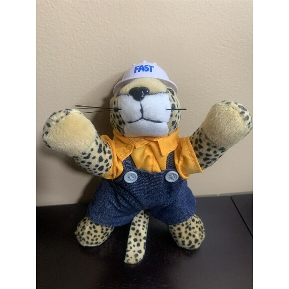 FAST Hard Hat Cheetah Leopard Plush Stuffed Animal Toy 8.25" Laying Flat - Picture 2 of 7